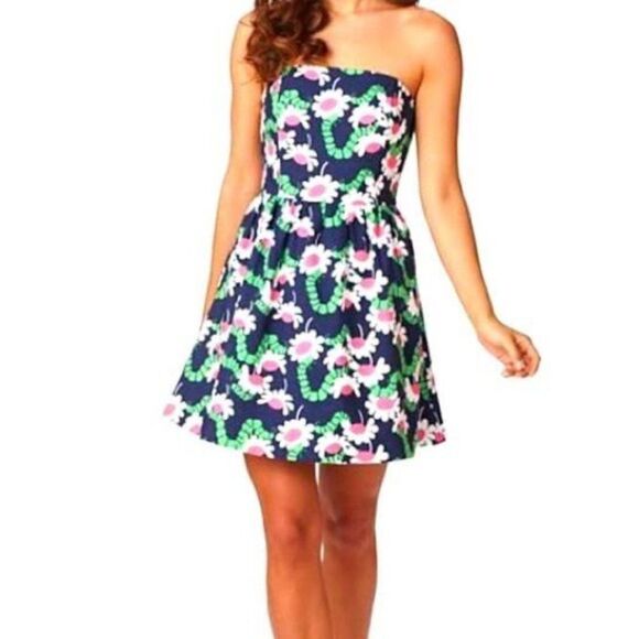 Lilly Pulitzer Yum yum caterpillar Strapless Dress 2 - Picture 1 of 7